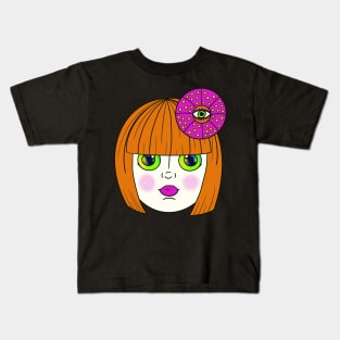 Yayoi Kusama Inspired Baby Doll-Red Hair Kids T-Shirt